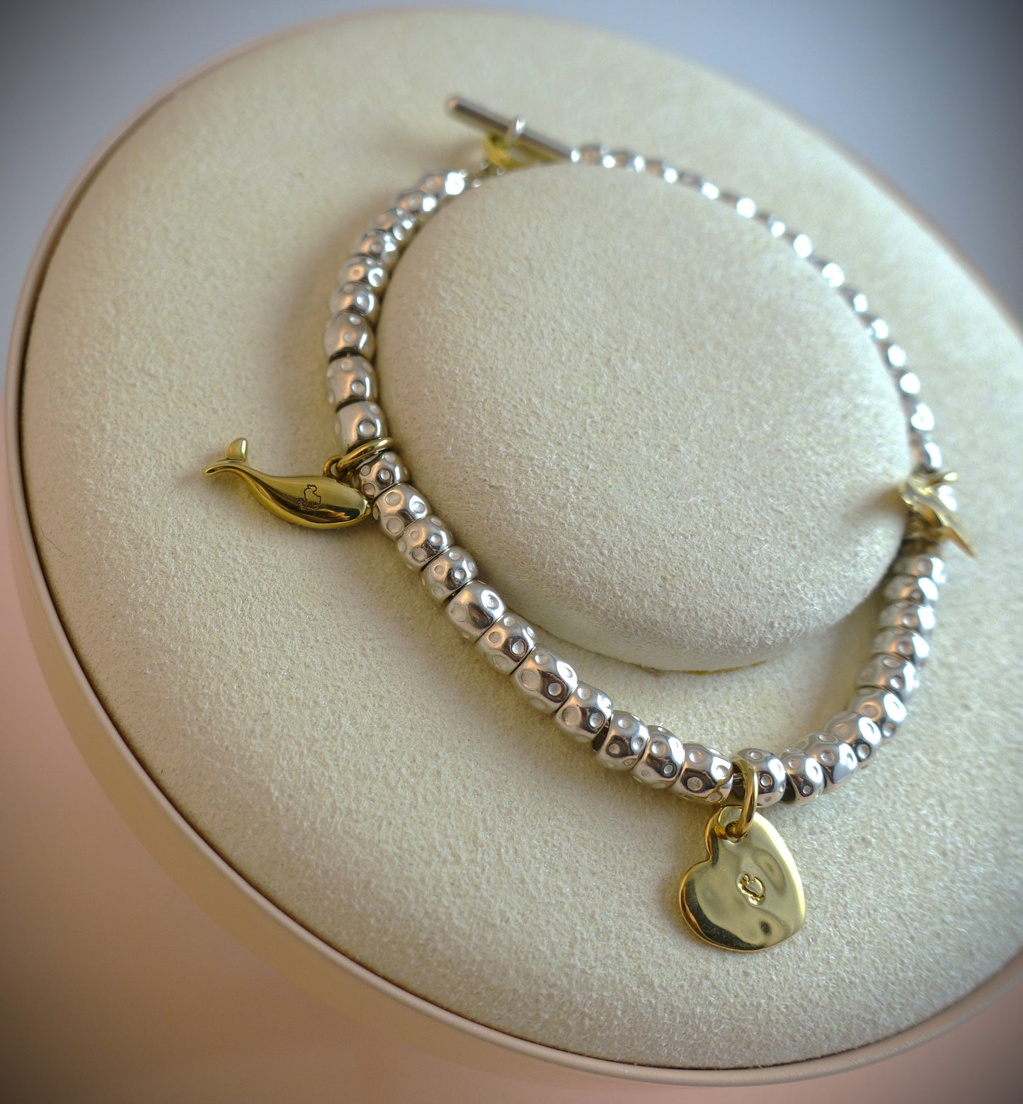 Dodo Armband Granelli 925 Sterling Silber + 750 Gelbgold Anhänger