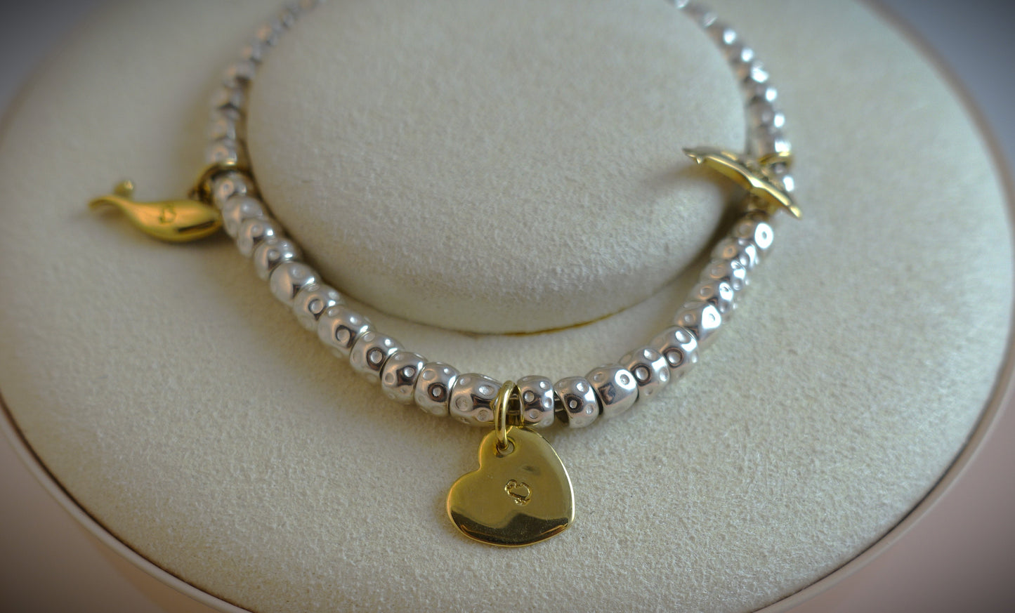 Dodo Armband Granelli 925 Sterling Silber + 750 Gelbgold Anhänger