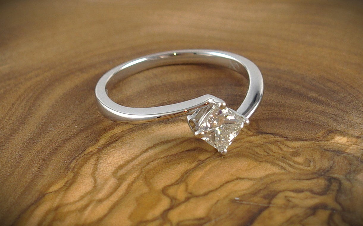 Ring 750 Weißgold 0,5 ct Diamant Princess Ringgröße 55/55,5