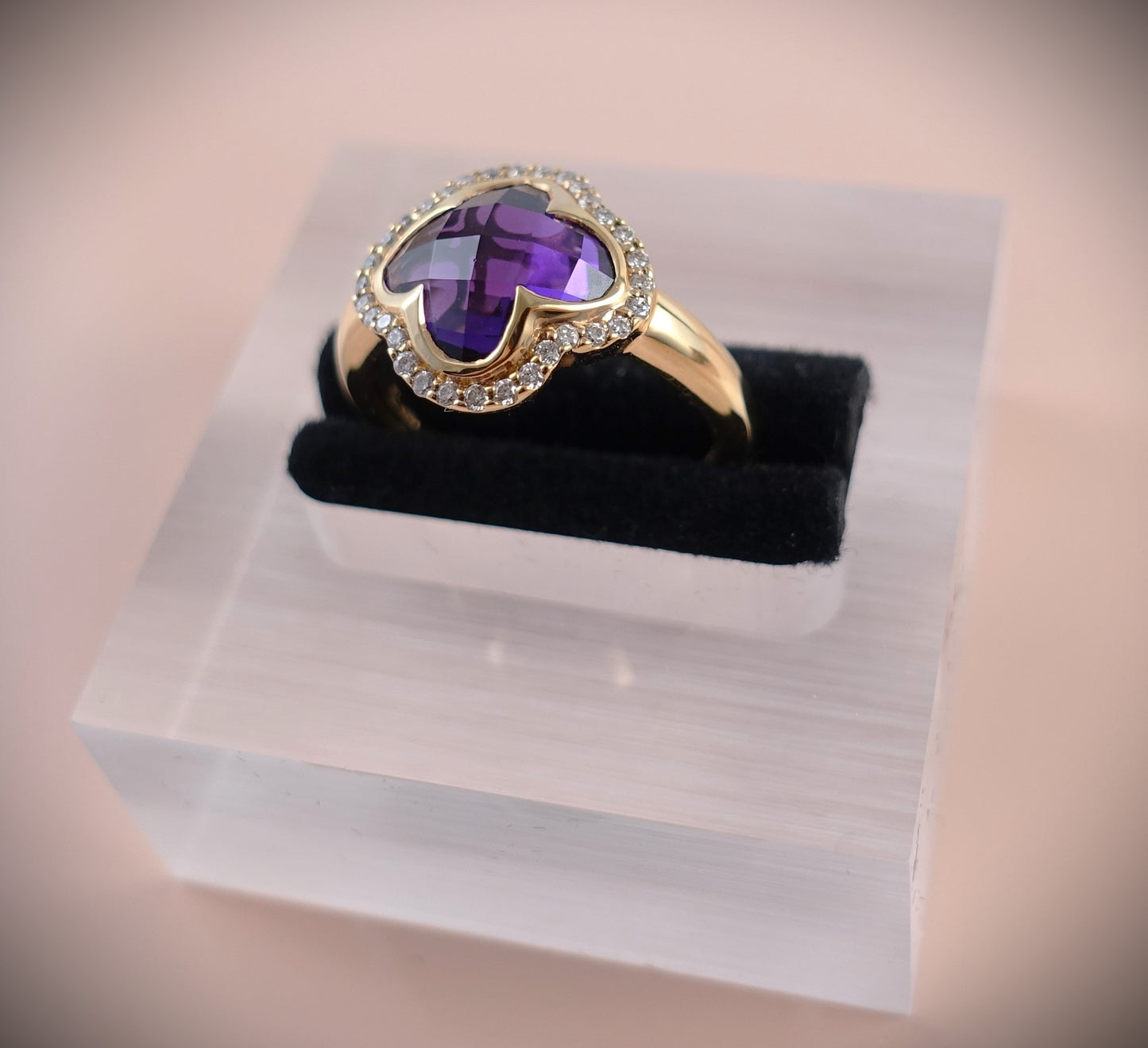 Crivelli Ring 750 Roségold Amethyst Brillanten 0,23ct Ringgröße 54