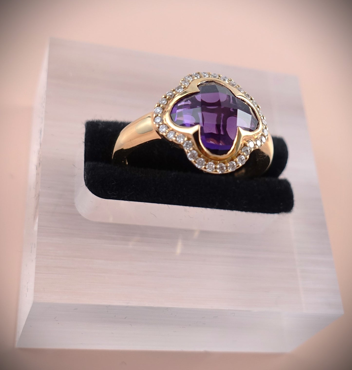Crivelli Ring 750 Roségold Amethyst Brillanten 0,23ct Ringgröße 54