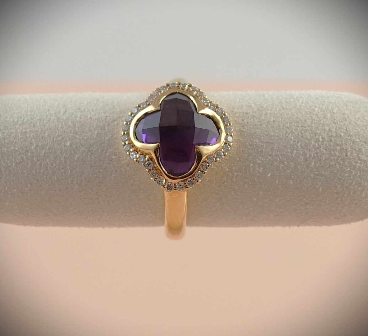 Crivelli Ring 750 Roségold Amethyst Brillanten 0,23ct Ringgröße 54