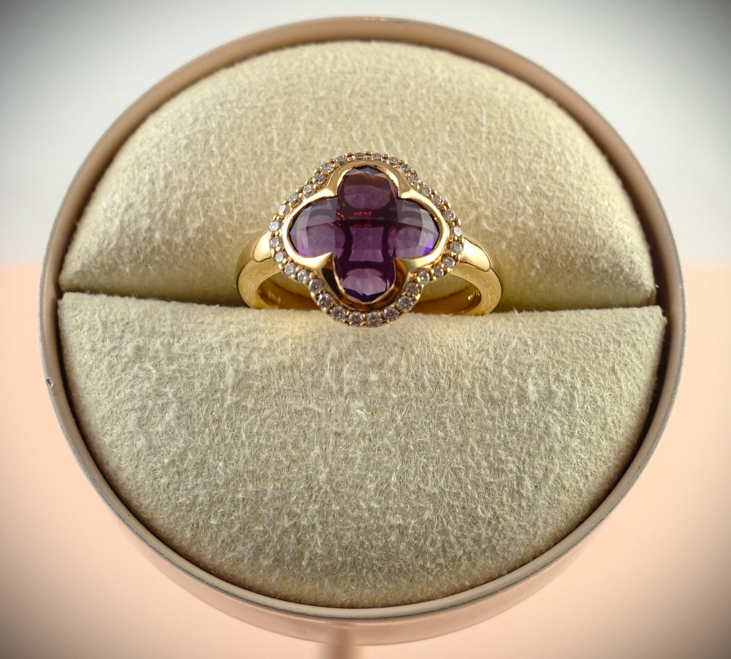 Crivelli Ring 750 Roségold Amethyst Brillanten 0,23ct Ringgröße 54