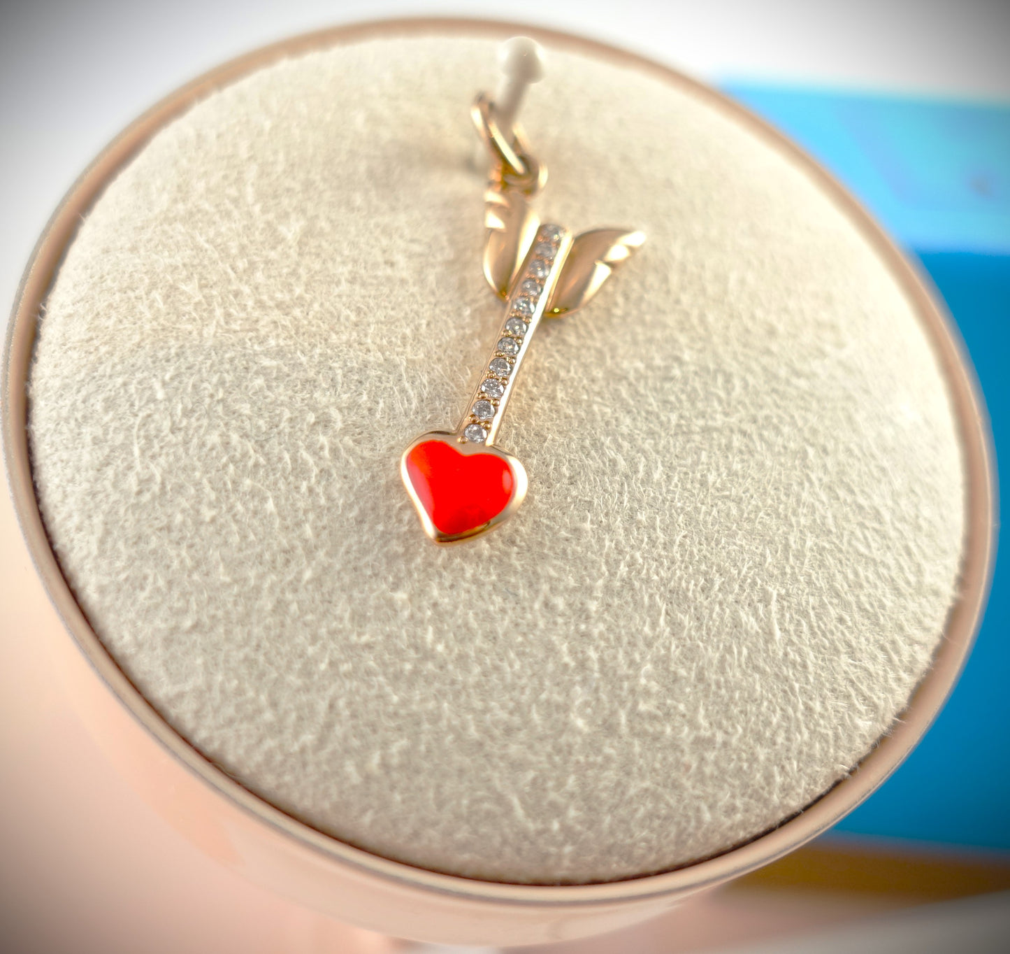 Dodo Anhänger "Love Arrow" 375 Roségold Emaille Diamanten Ref. DMFR