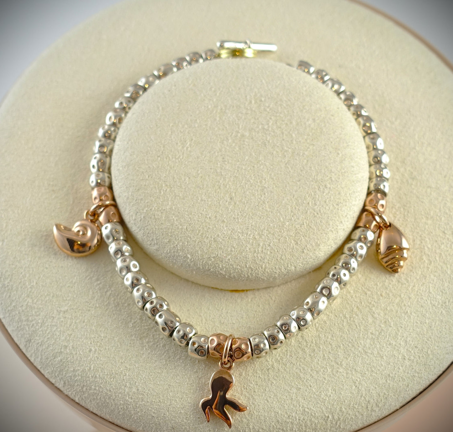 Dodo Armband Granelli 925 Sterling Silber + 375 Roségold Anhänger
