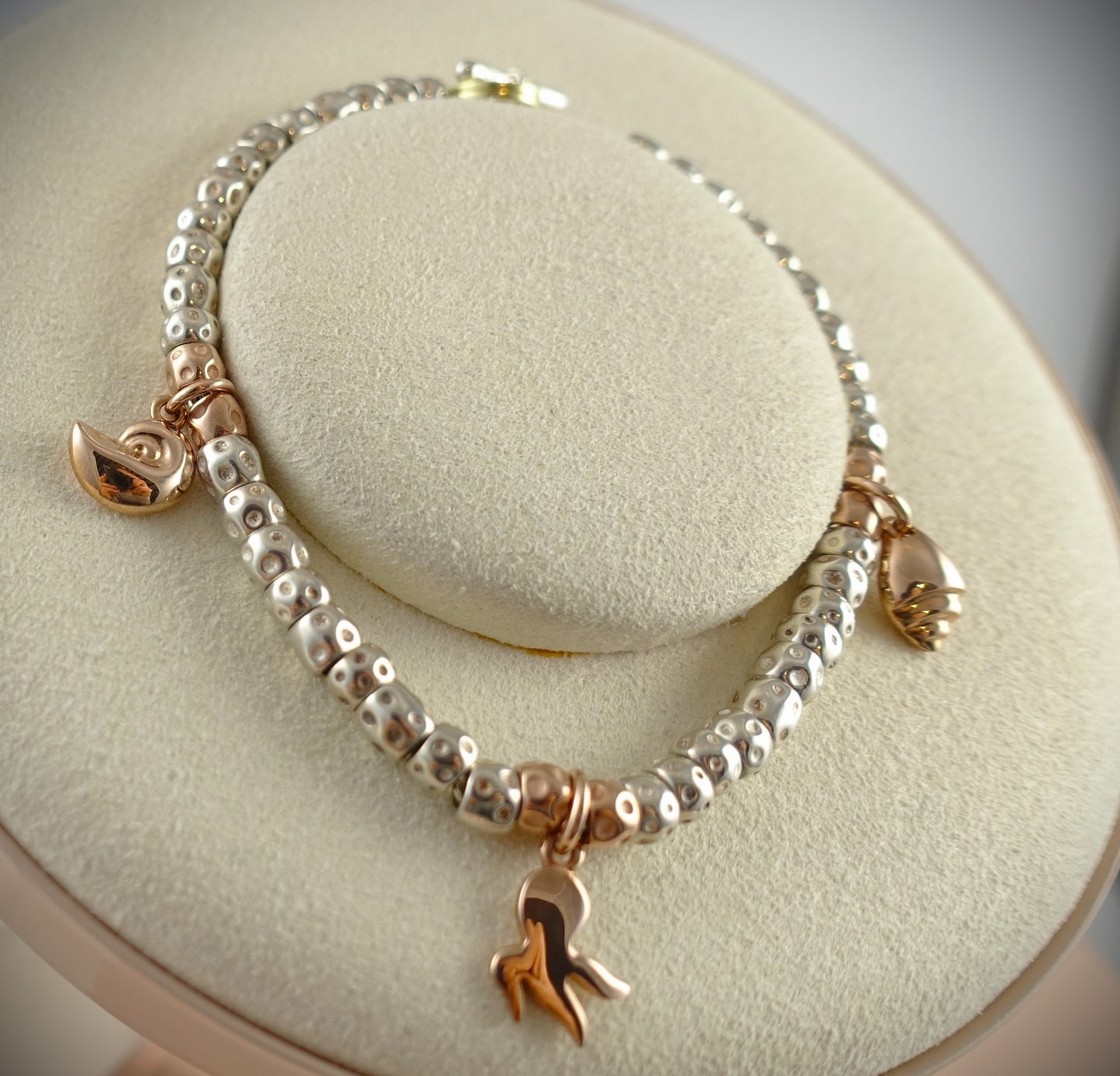 Dodo Armband Granelli 925 Sterling Silber + 375 Roségold Anhänger