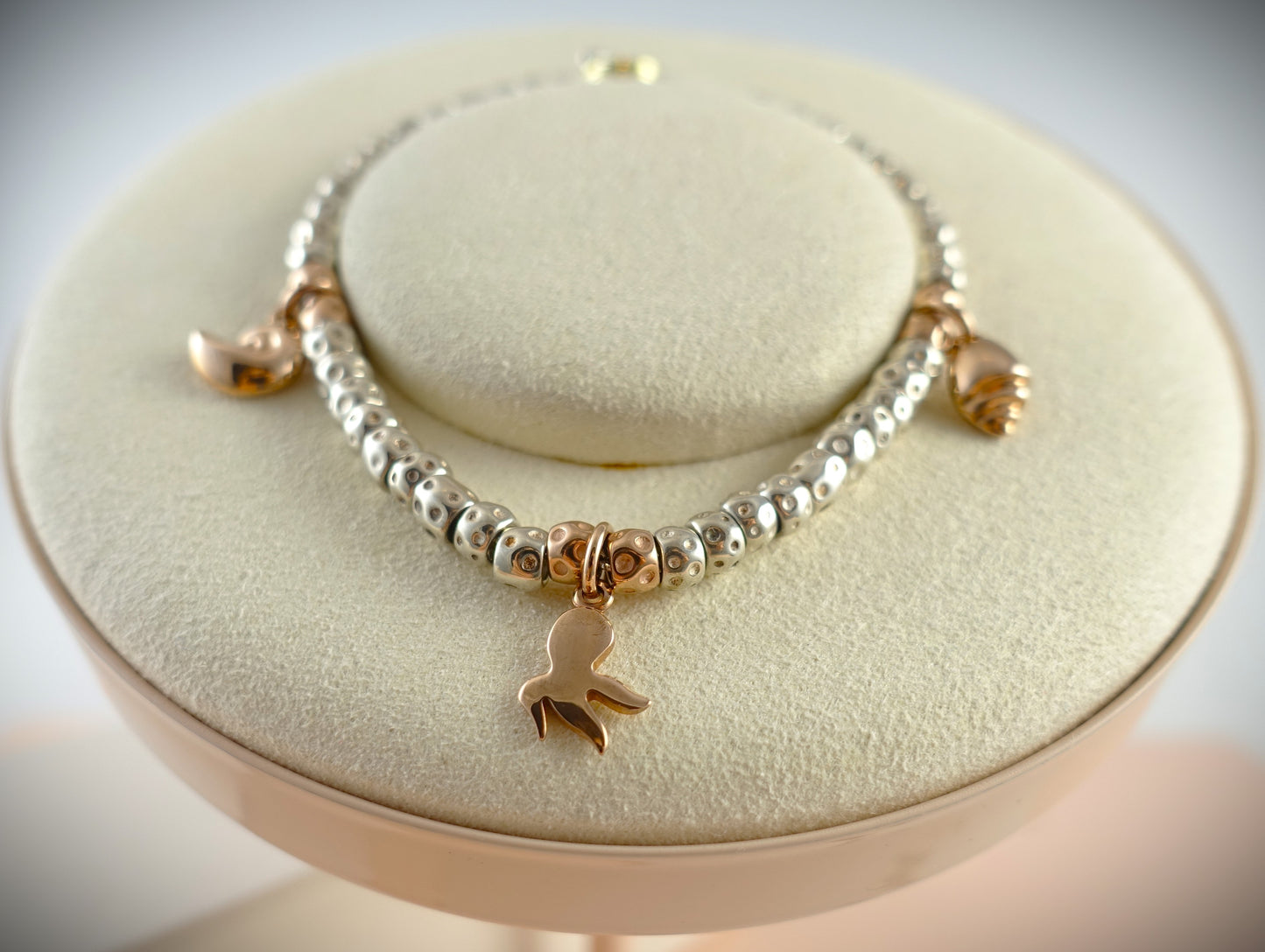 Dodo Armband Granelli 925 Sterling Silber + 375 Roségold Anhänger