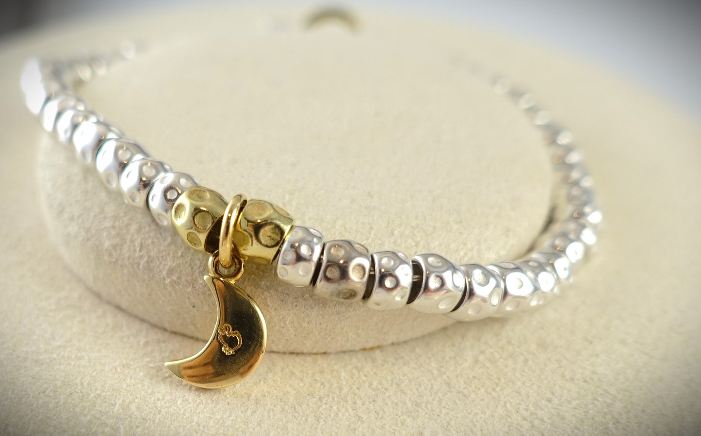 Dodo Armband Granelli 925 Silber + 750 Gelbgold Charm Moon