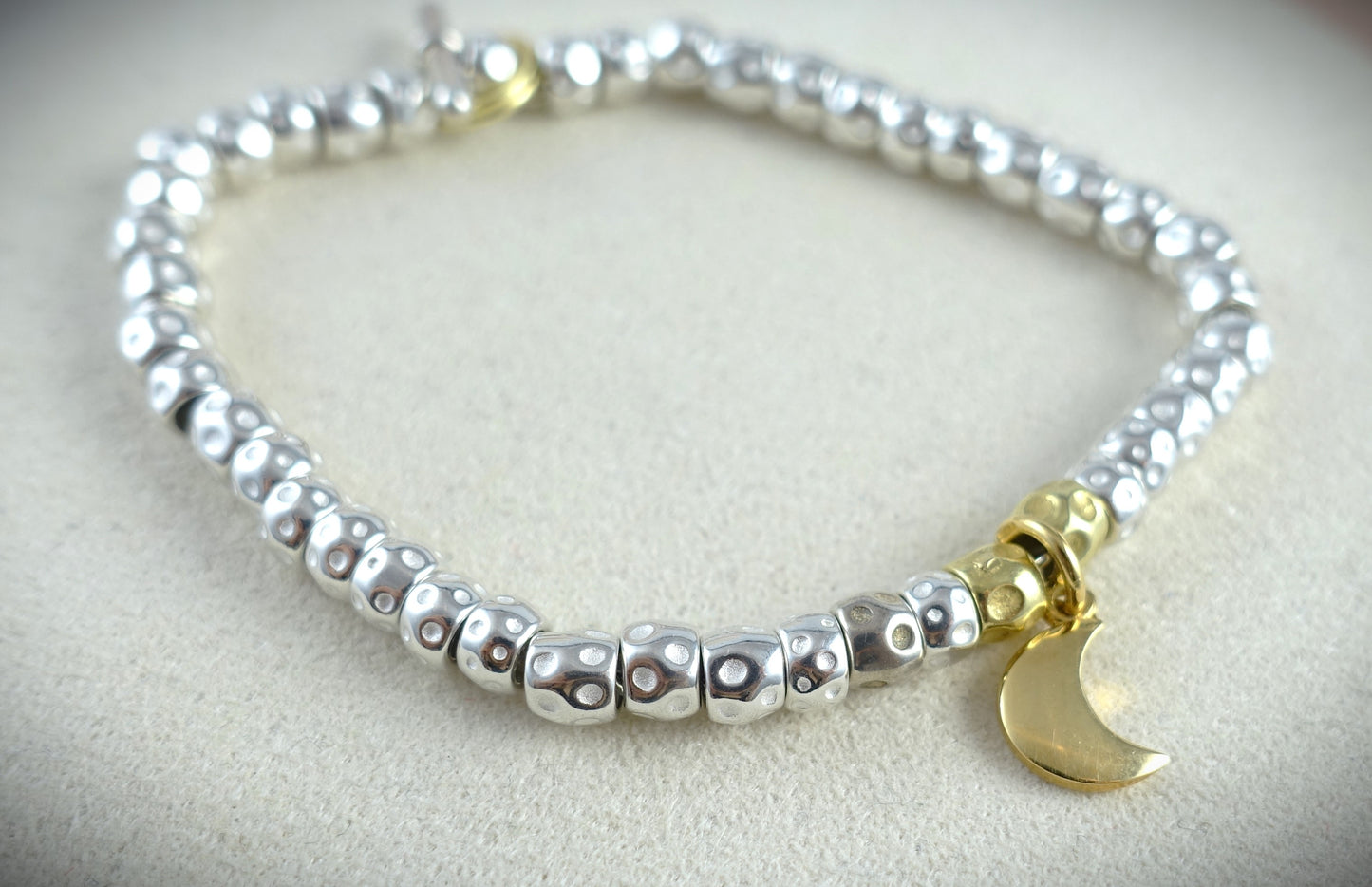 Dodo Armband Granelli 925 Silber + 750 Gelbgold Charm Moon