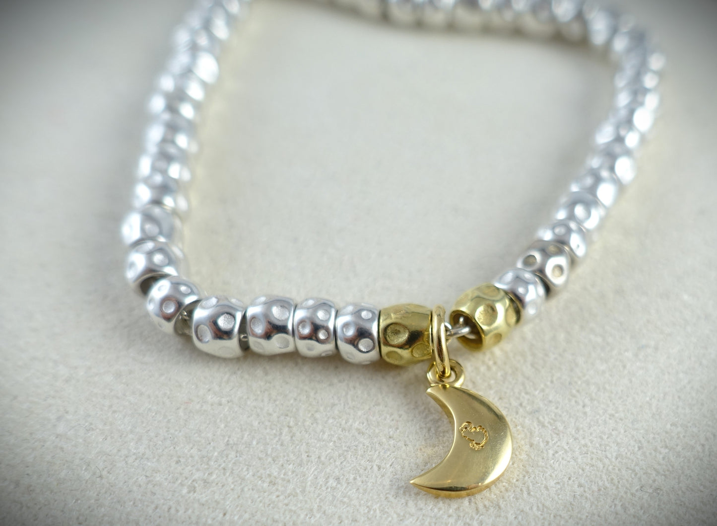 Dodo Armband Granelli 925 Silber + 750 Gelbgold Charm Moon