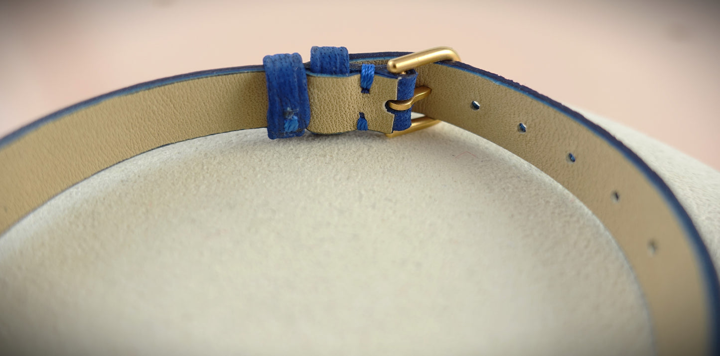 Bigli Armband Leder Kleeblatt 750 Weißgold Brillanten 0,38ct. grün Ref. 23A13