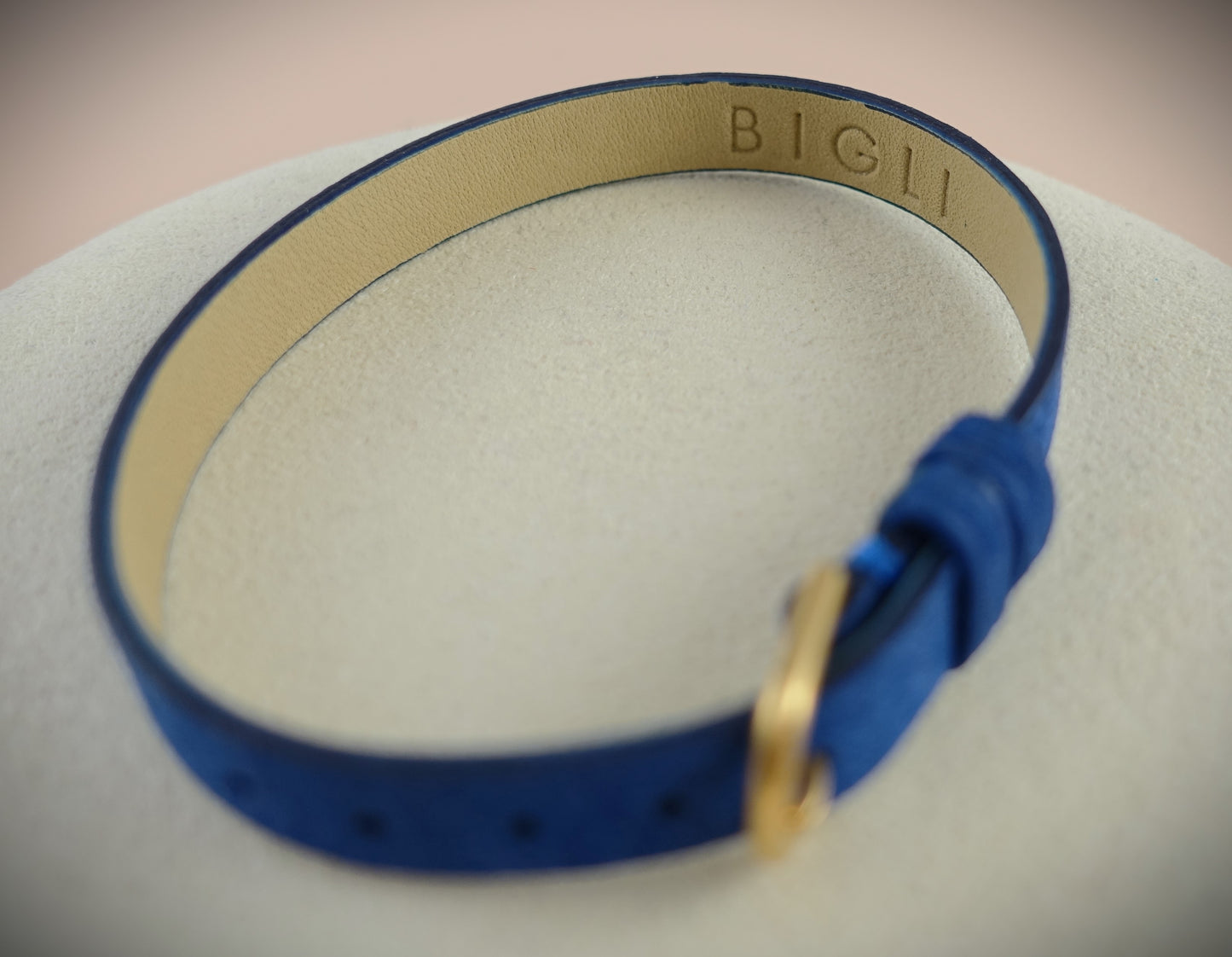 Bigli Armband Leder Kleeblatt 750 Weißgold Brillanten 0,38ct. grün Ref. 23A13