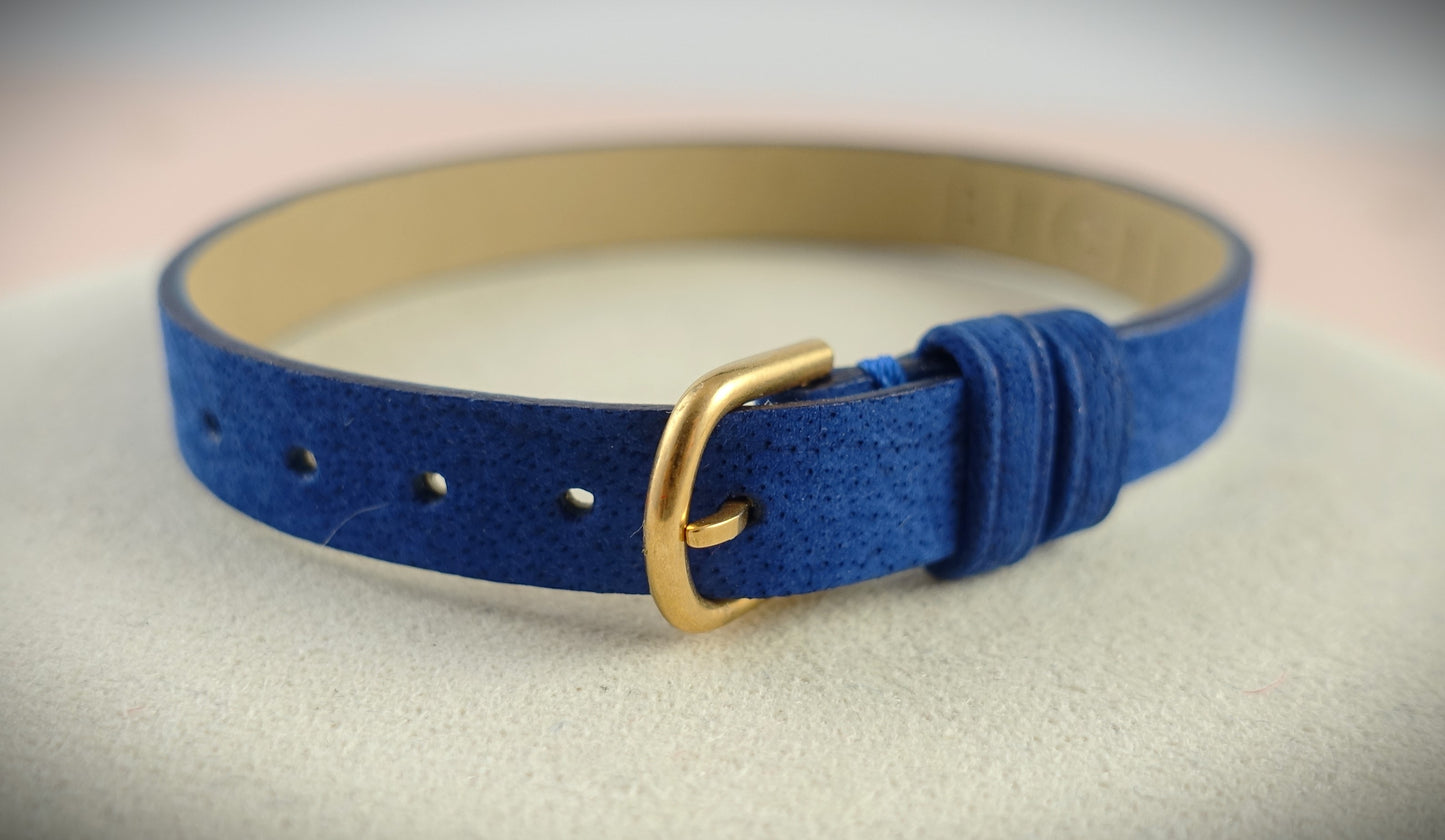 Bigli Armband Leder Kleeblatt 750 Weißgold Brillanten 0,38ct. grün Ref. 23A13