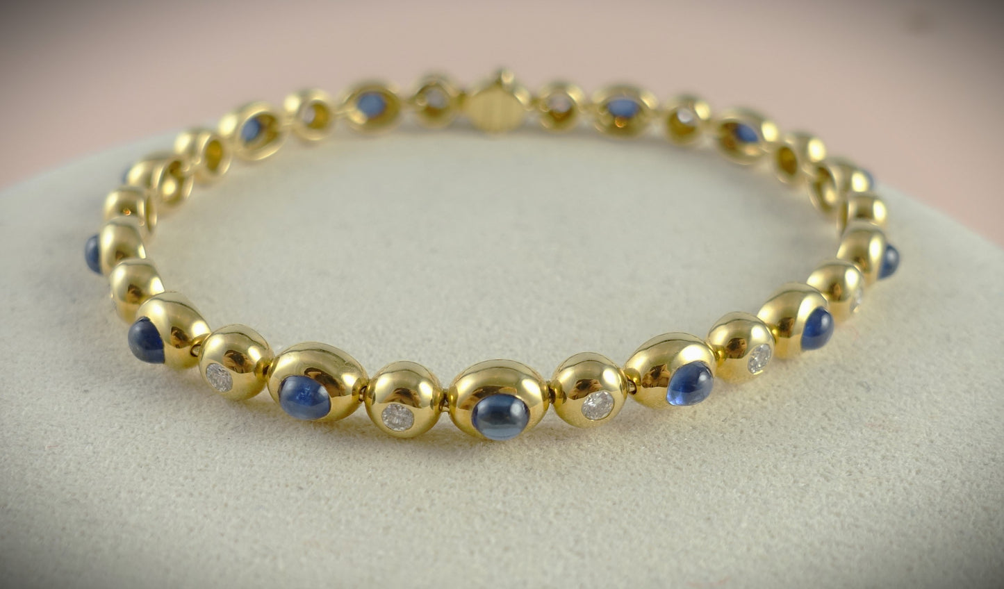Armband 750 Gelbgold Brillanten 0,84ct Saphire 1,50ct 24,5g