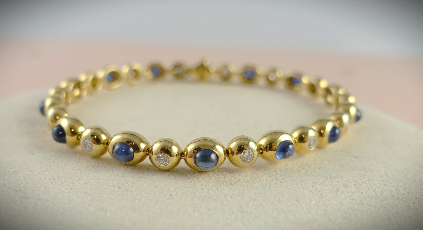 Armband 750 Gelbgold Brillanten 0,84ct Saphire 1,50ct 24,5g