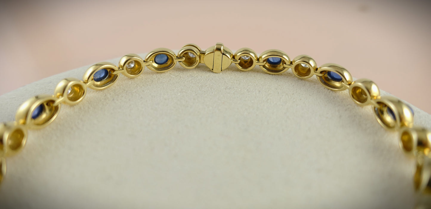 Armband 750 Gelbgold Brillanten 0,84ct Saphire 1,50ct 24,5g