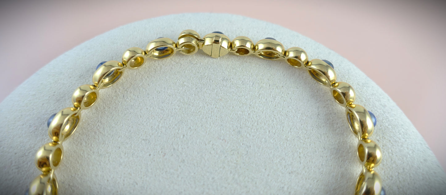 Armband 750 Gelbgold Brillanten 0,84ct Saphire 1,50ct 24,5g