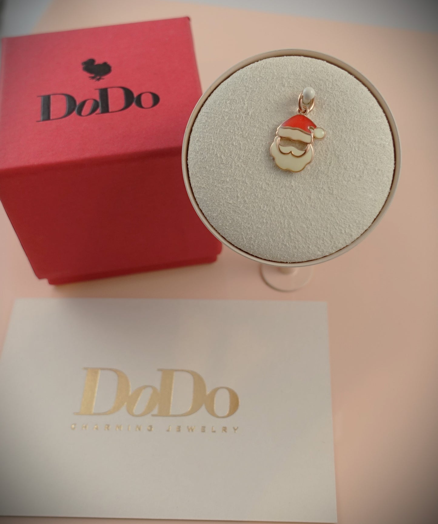 Dodo Anhänger "Weihnachtsmann"375 Roségold rote & weiße Emaille