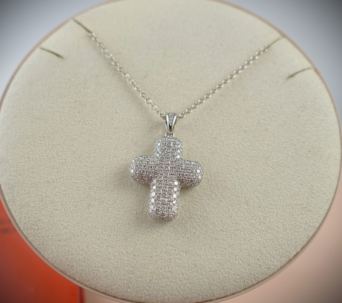 Wempe Kette Kreuz 750 Weißgold 202 Brillanten 2,19ct mit Zertifikat