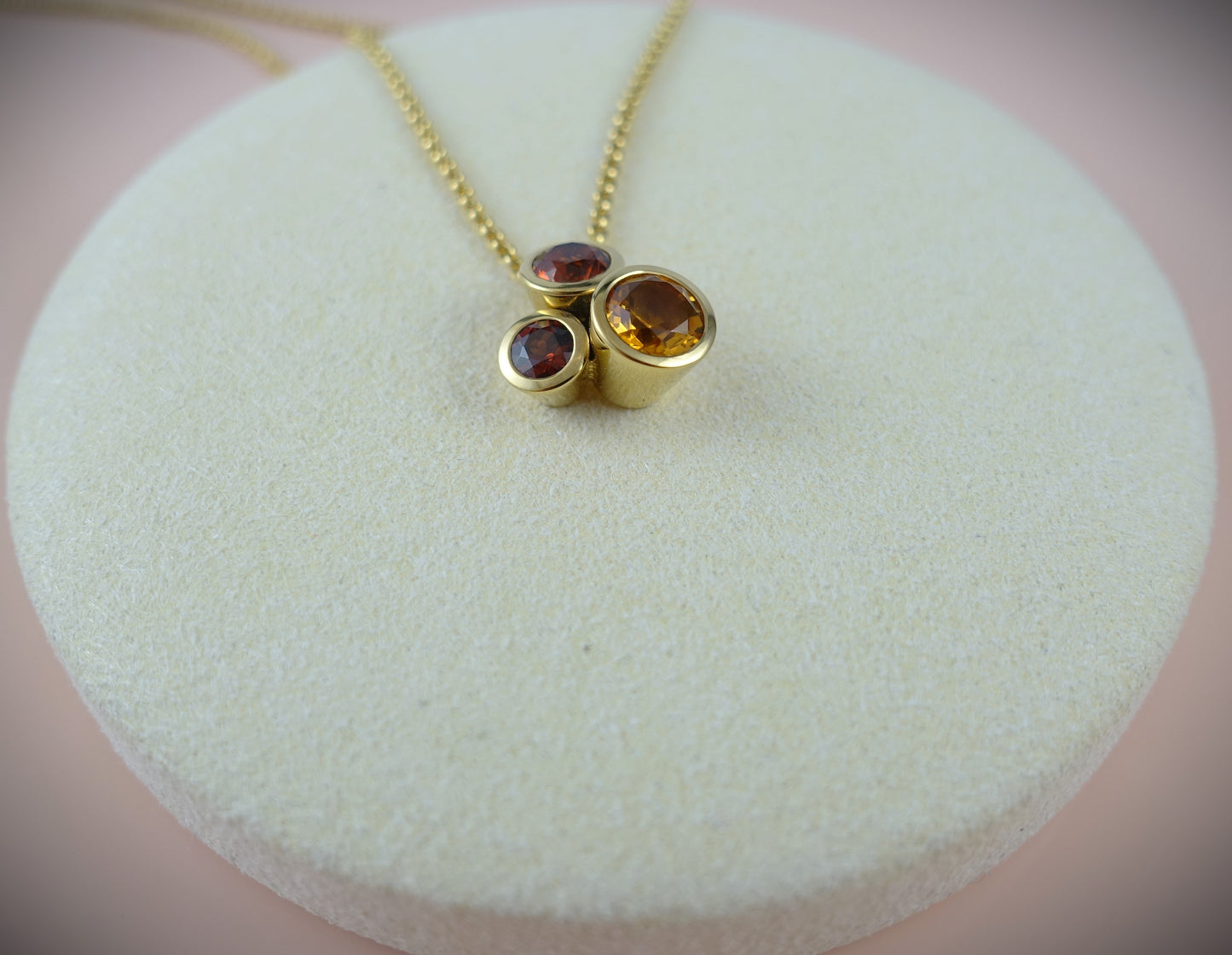 Kette 750 Gelbgold Citrin Orange/Rot 40cm