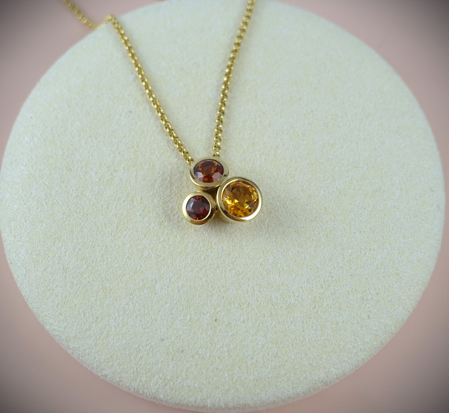 Kette 750 Gelbgold Citrin Orange/Rot 40cm