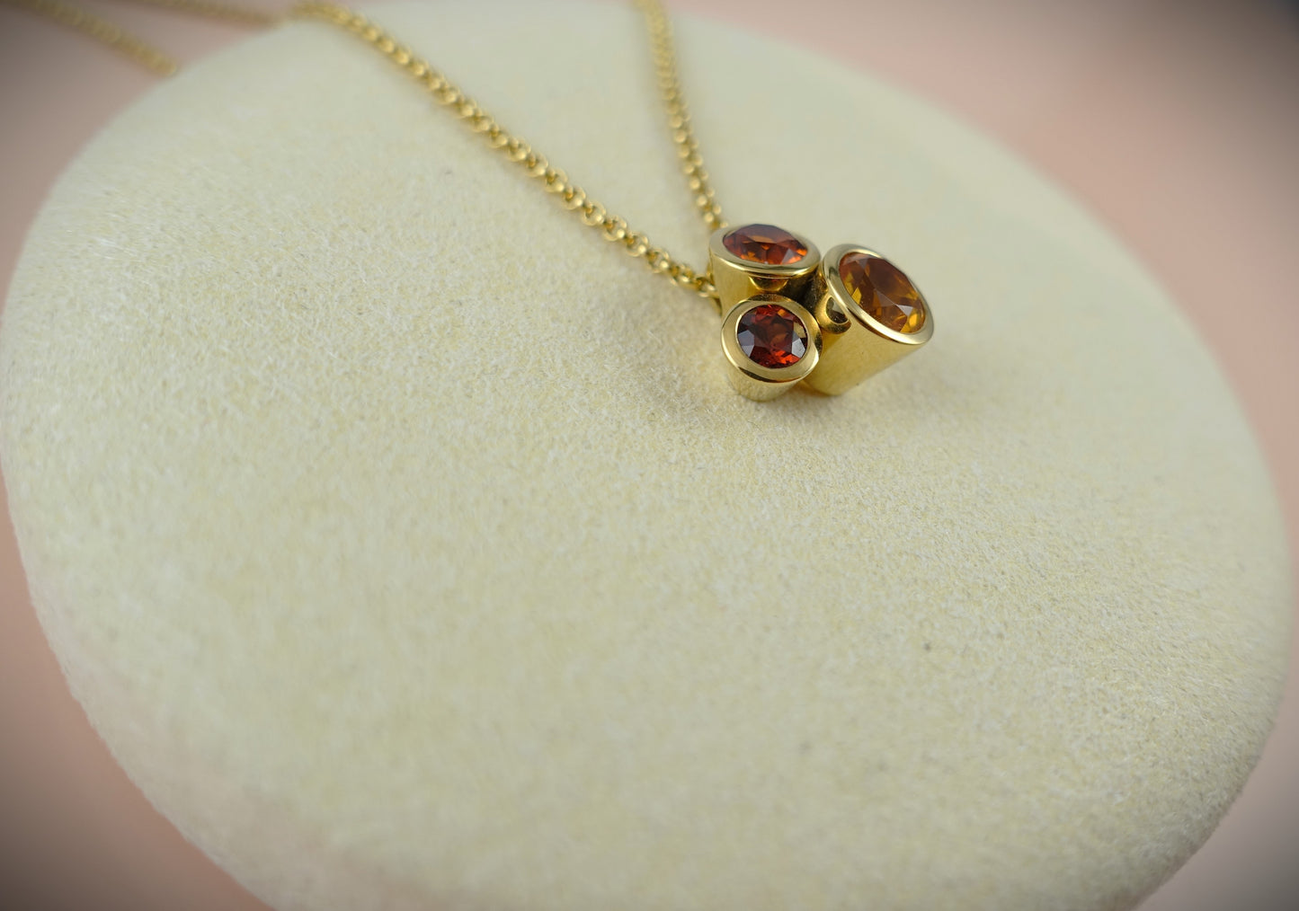 Kette 750 Gelbgold Citrin Orange/Rot 40cm