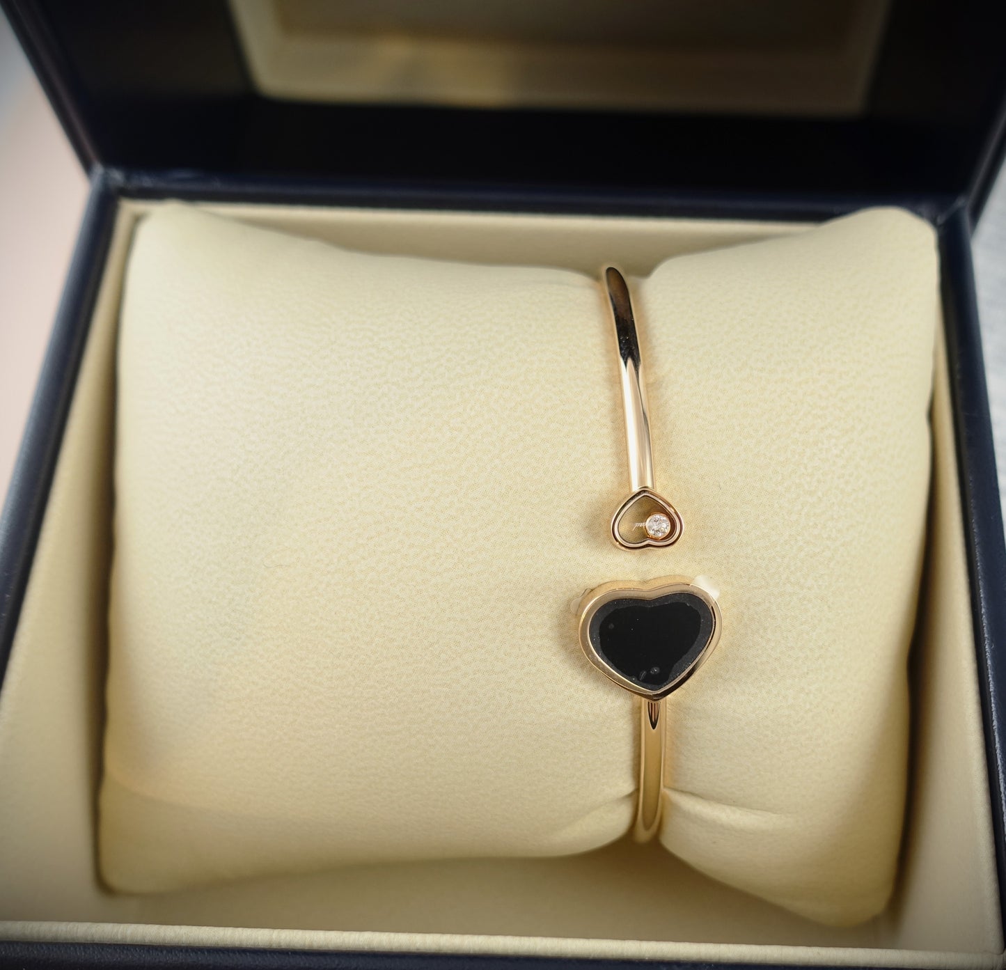 Chopard Armreif Happy Hearts 750 Roségold Brill. 0,05ct Onyx Ref. 857482-5203