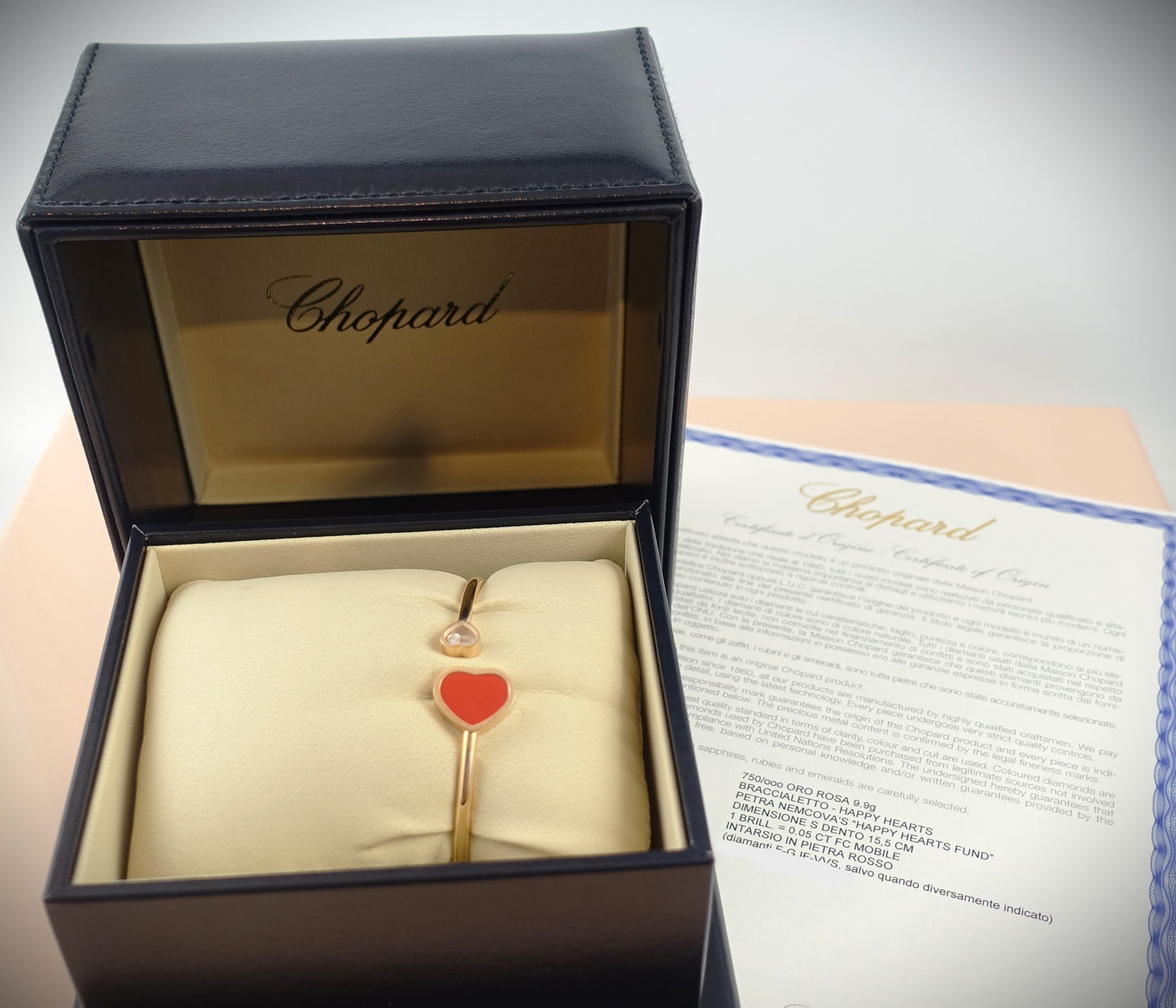 Chopard Armreif Happy Hearts 750 Roségold Brill. 0,05ct Emaille Ref. 857482-5702