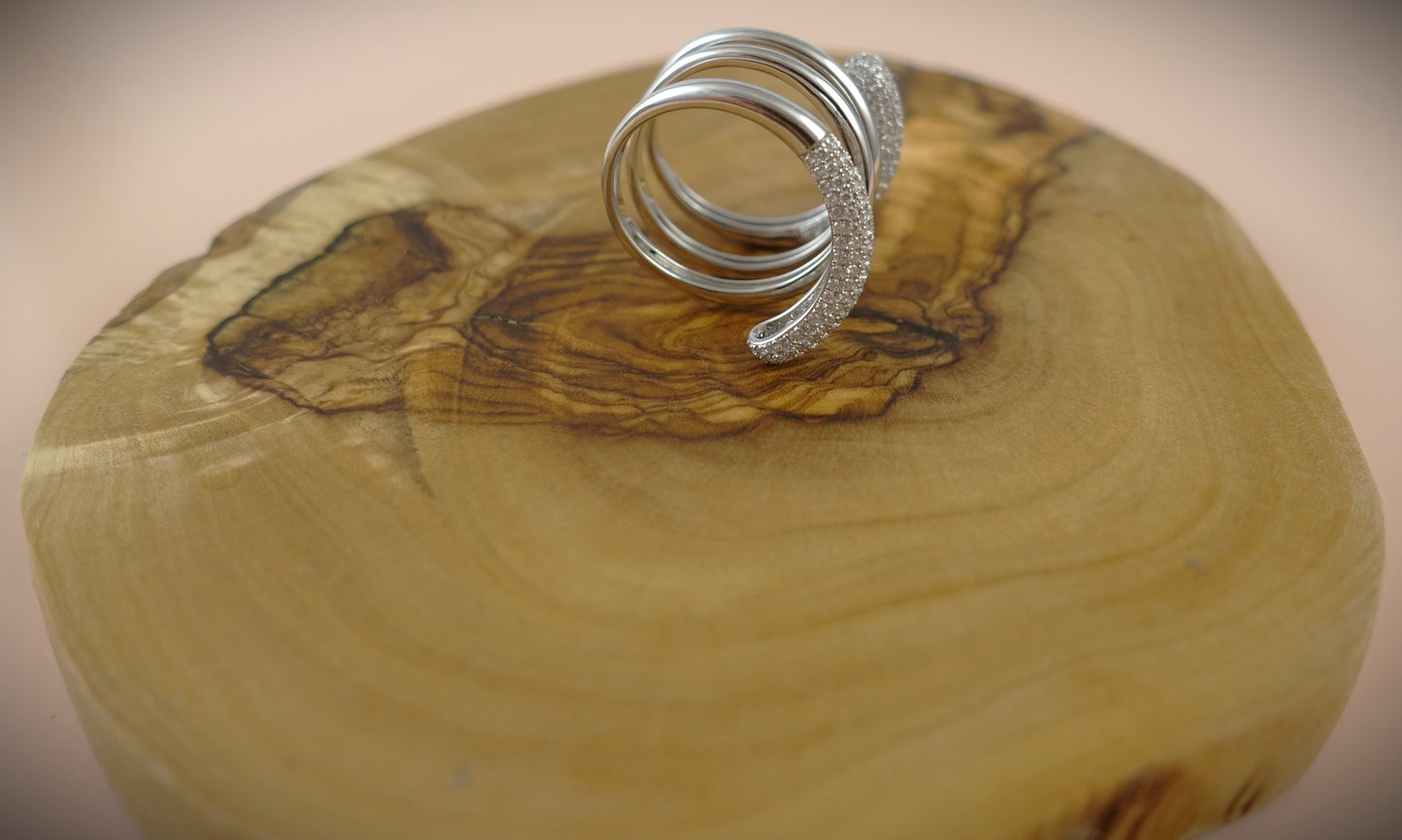 Ring "Spirale" 750 Weißgold Brillanten 1,0ct RG 55