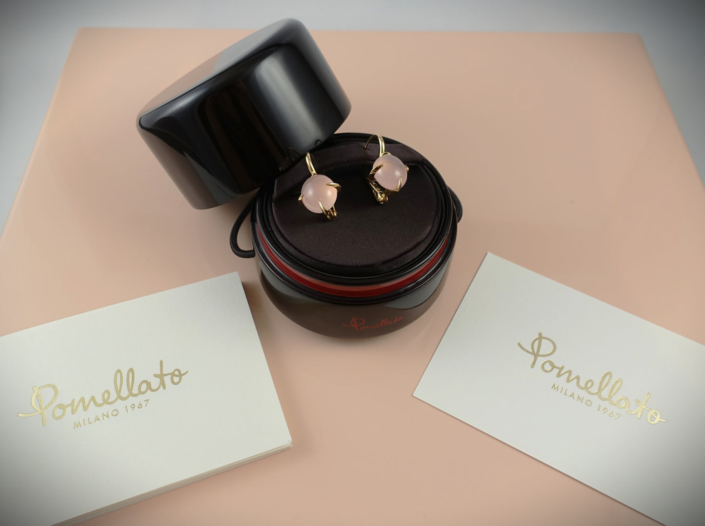 Pomellato Veleno Ohrringe Rosenquarz 750 Roségold Ref. O.B303/07/QR