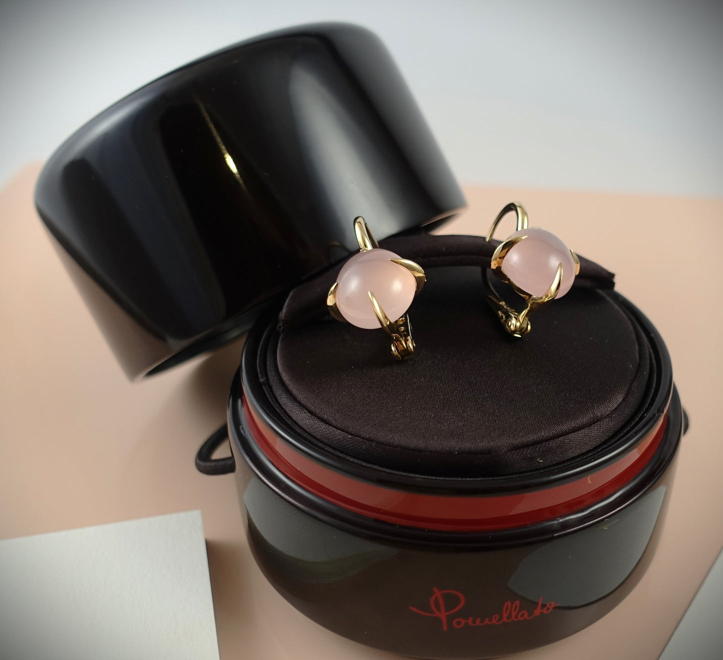 Pomellato Veleno Ohrringe Rosenquarz 750 Roségold Ref. O.B303/07/QR