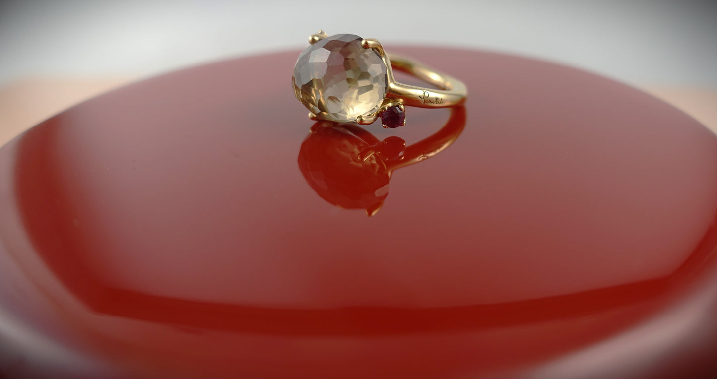 Pomellato Bahia Ring Rauchquarz Rubine 750 Roségold RG 54 Ref. A.B002PO7QFR