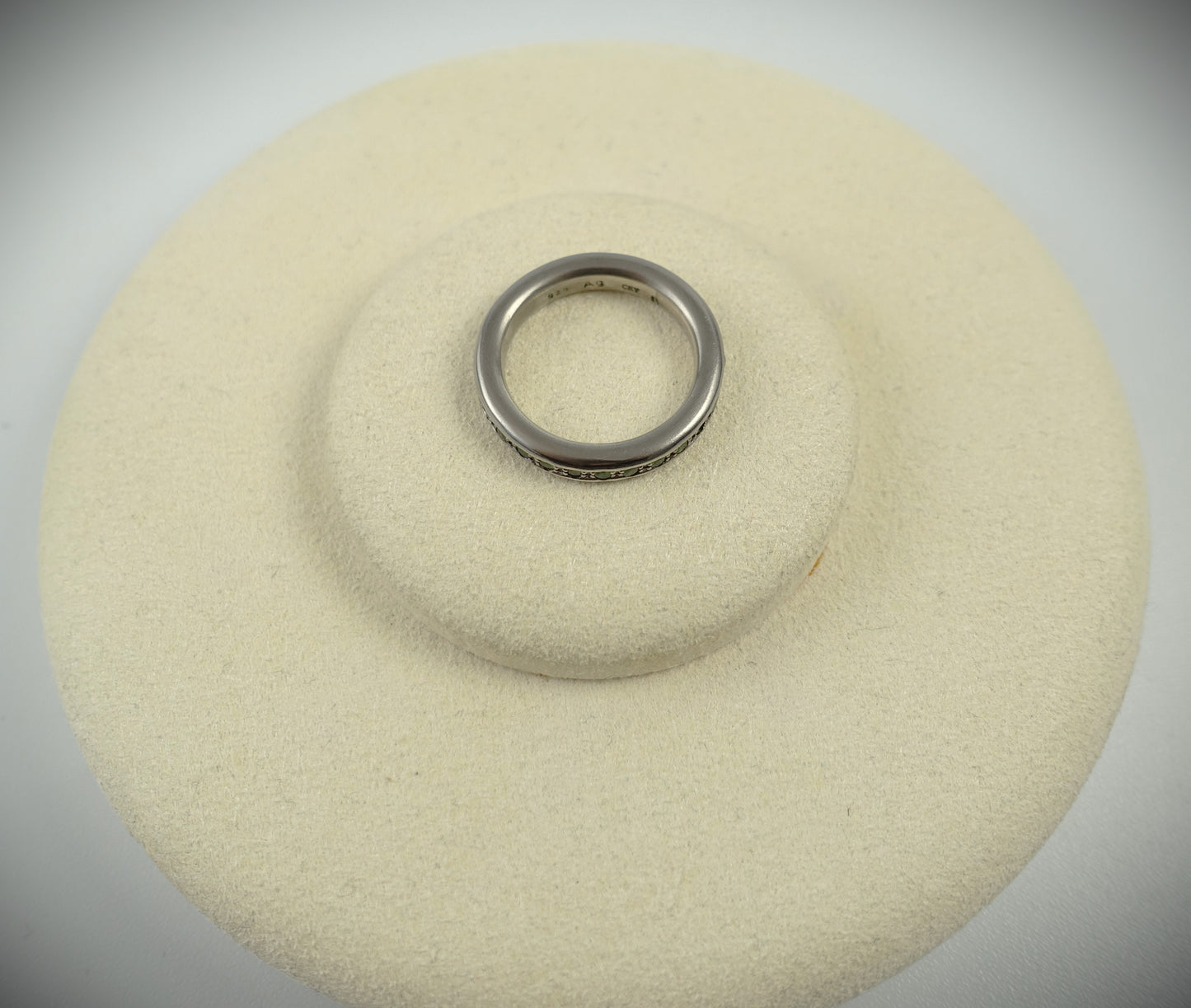 Drachenfels Ring 925 Silber matt grün RG 54