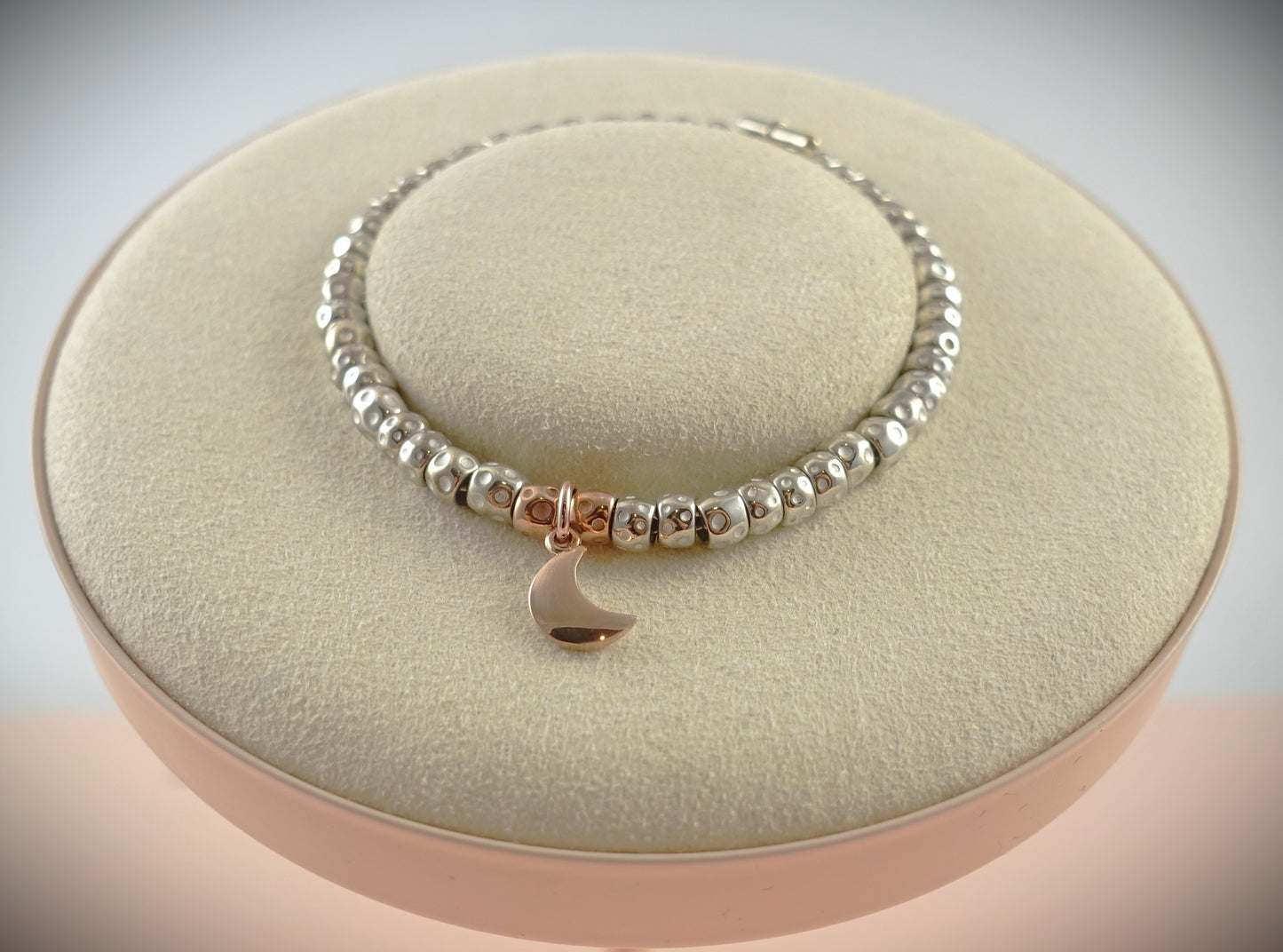 Dodo Armband Granelli 925 Silber + 375 Roségold Charm Moon