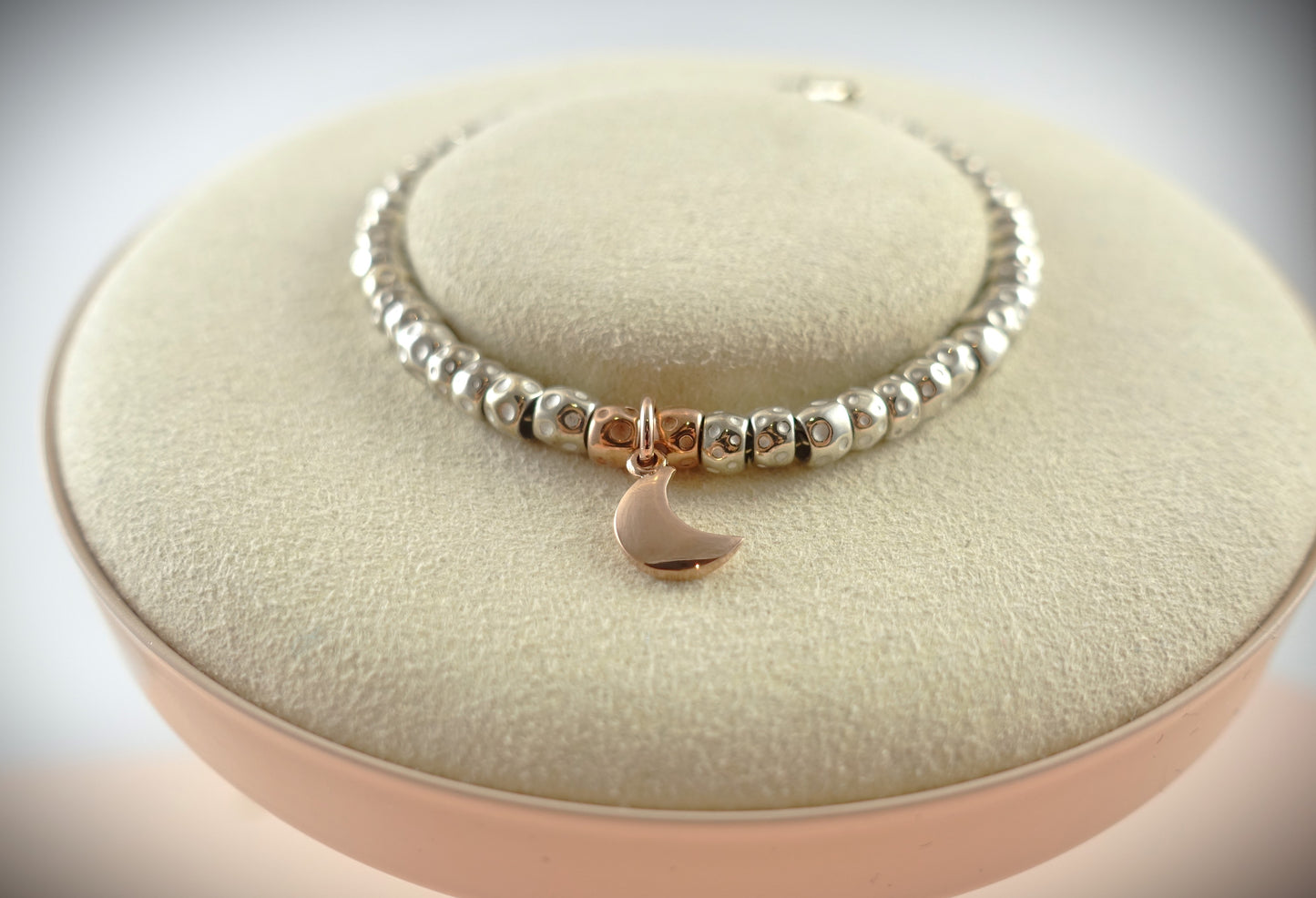 Dodo Armband Granelli 925 Silber + 375 Roségold Charm Moon