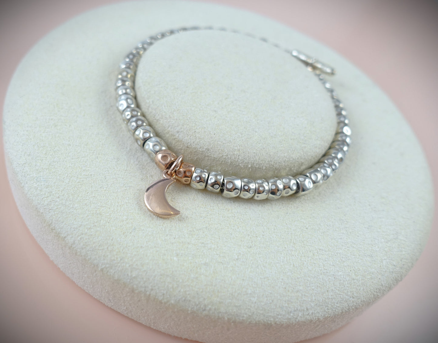 Dodo Armband Granelli 925 Silber + 375 Roségold Charm Moon