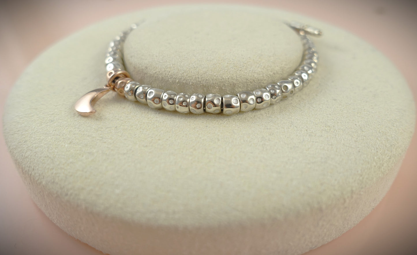 Dodo Armband Granelli 925 Silber + 375 Roségold Charm Moon