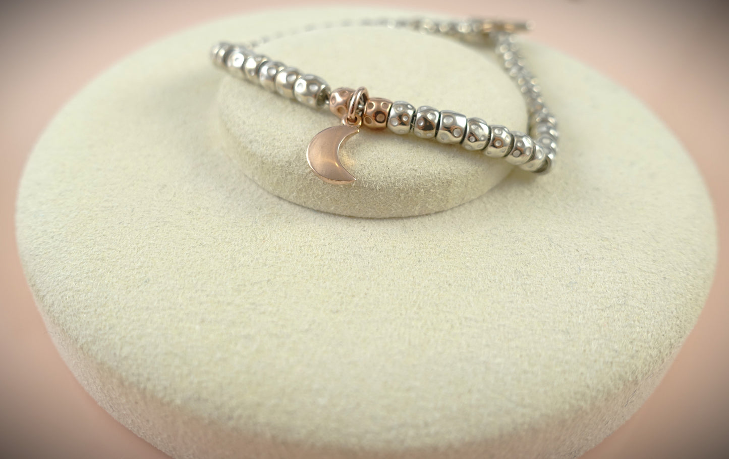 Dodo Armband Granelli 925 Silber + 375 Roségold Charm Moon