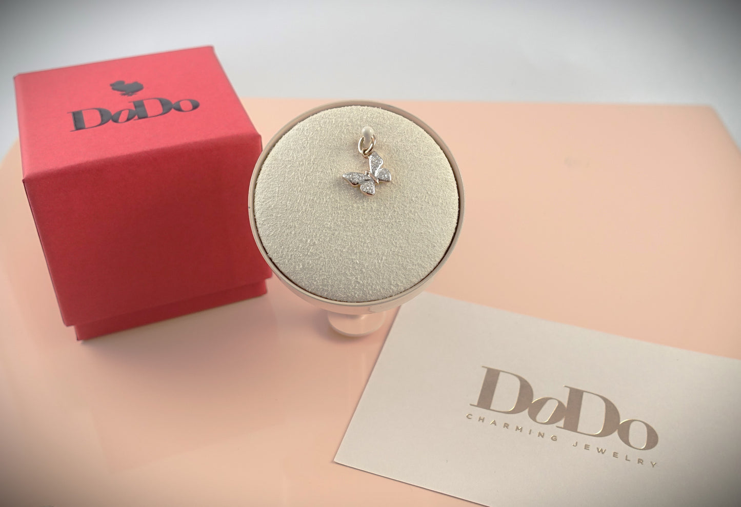 Dodo Anhänger Charm Schmetterling 375 Roségold 0,17ct Diamanten Ref. DMC2016