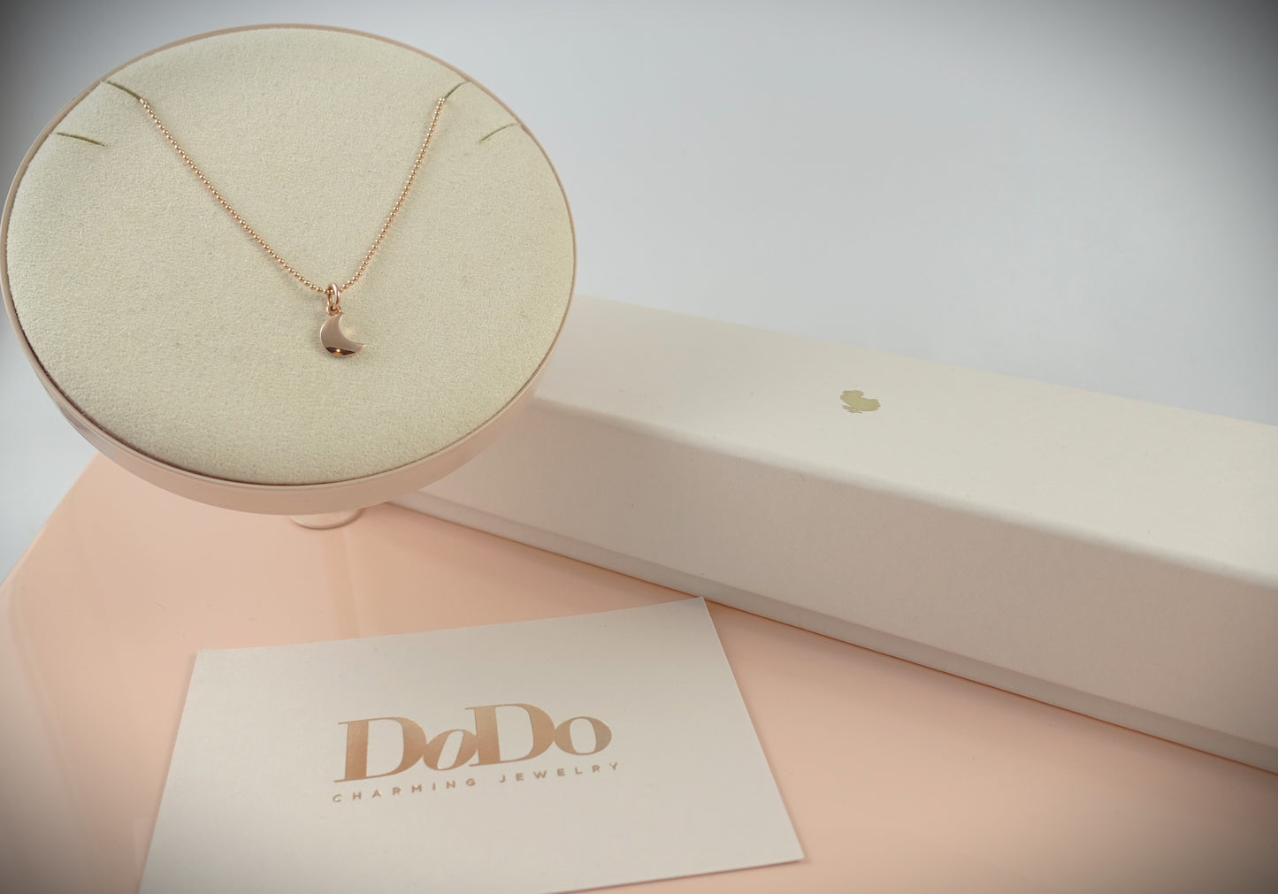 Dodo Kette "Bollicine" 375 Roségold Charm Mond 40cm Ref.DMB6005/DCB8003