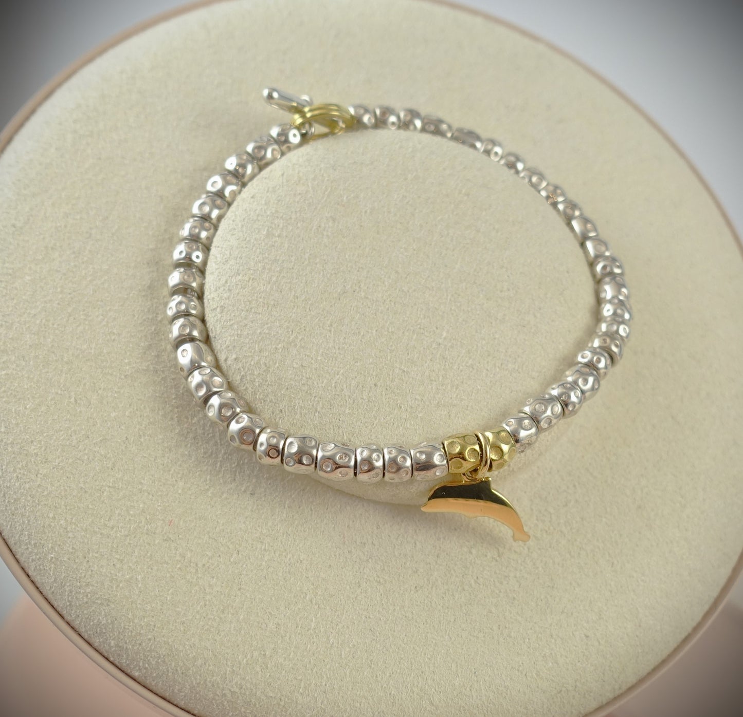 Dodo Armband Granelli 925 Silber + 750 Gelbgold Charm Delfin Ref.DM95012/DBB4000