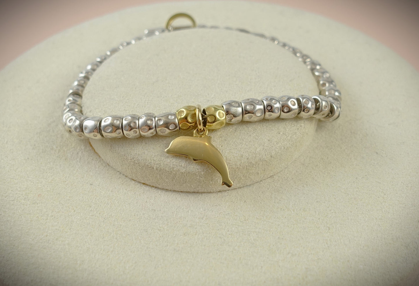 Dodo Armband Granelli 925 Silber + 750 Gelbgold Charm Delfin Ref.DM95012/DBB4000