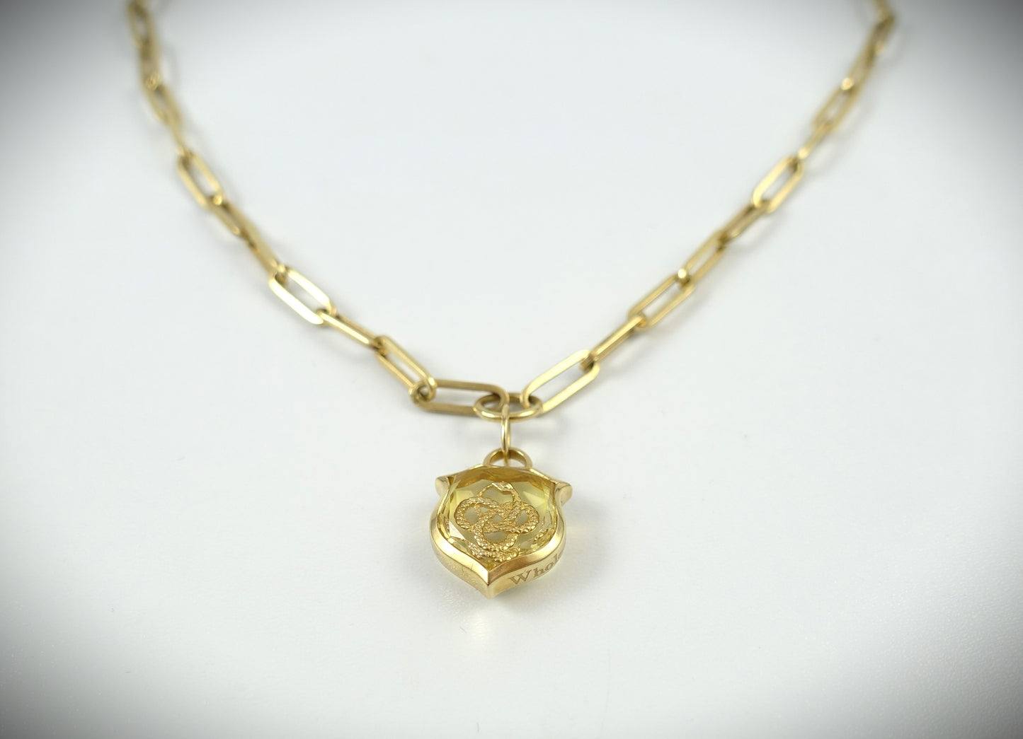 Foundrae Wholeness Kette 18 Karat Gold Anhänger mit farblosem Quarz 42cm