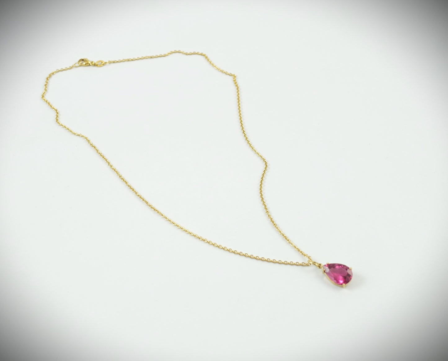 Kette 750 Gelbgold mit Anhänger 750 Gelbgold + Granat 43cm 4,87g