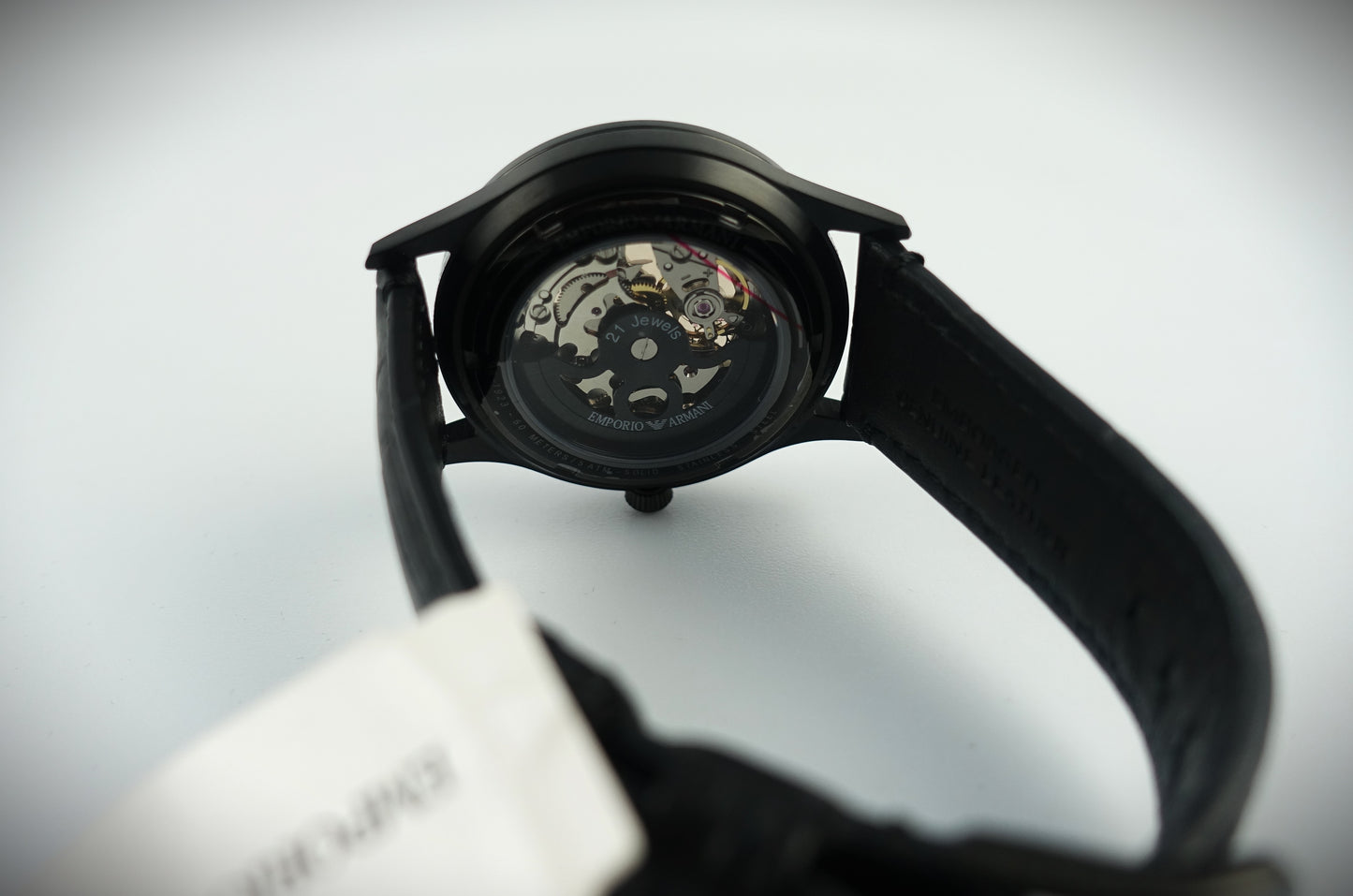 Emporio Armani Automatik Uhr 41mm Schwarz Roségold Leder Ref. AR1923