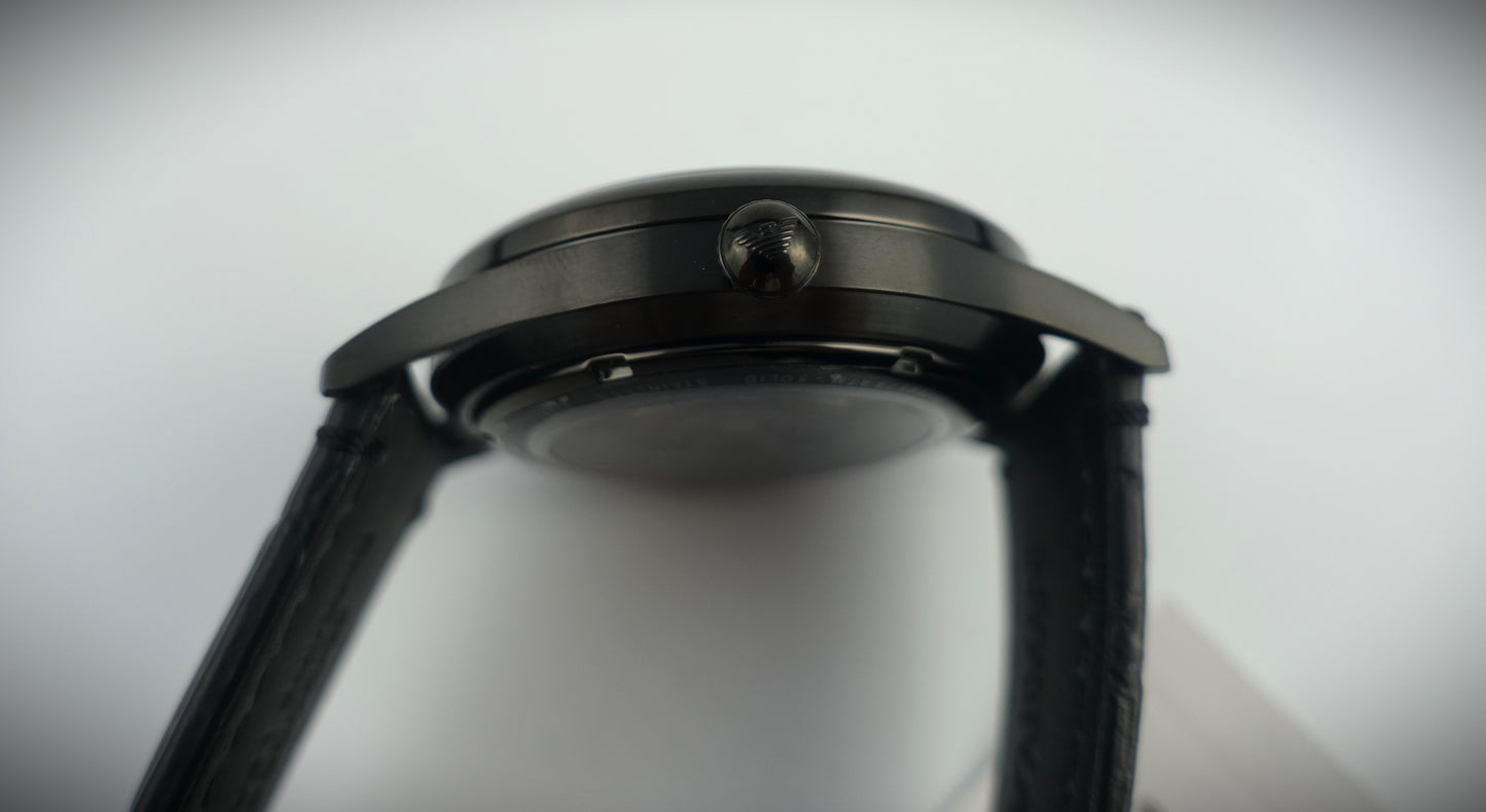 Emporio Armani Automatik Uhr 41mm Schwarz Roségold Leder Ref. AR1923