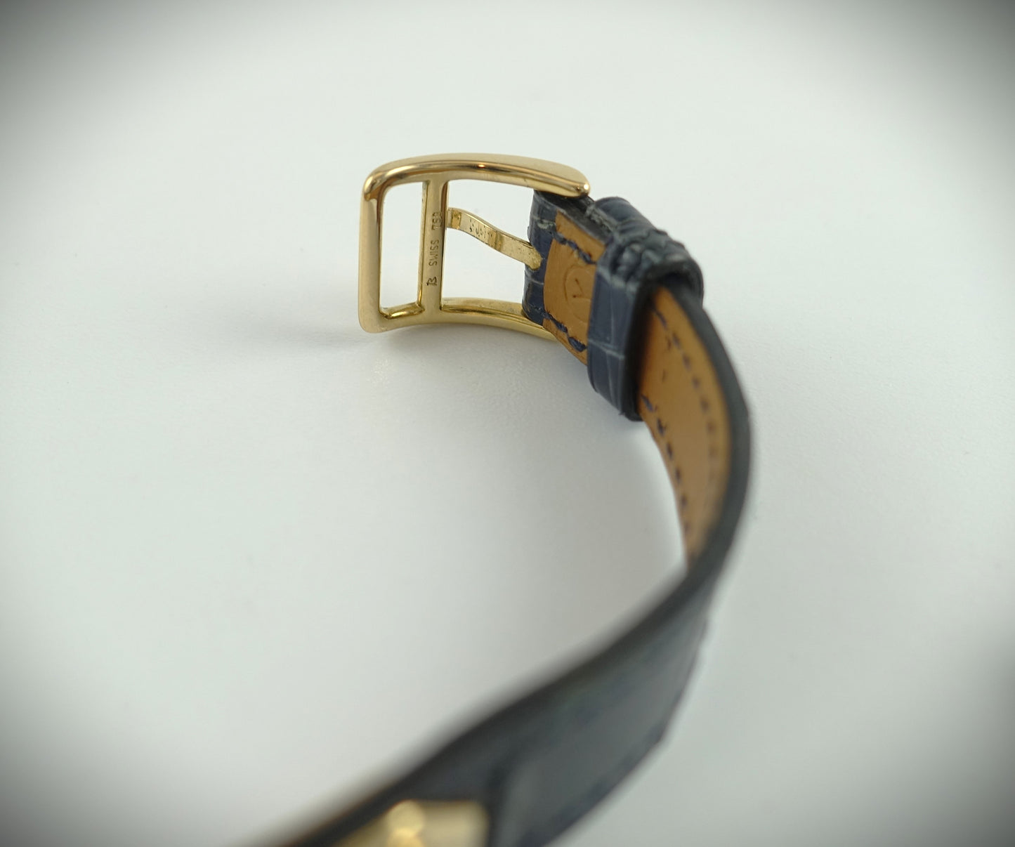 Hermès Kelly Lock Armbanduhr Limitiert 1995 18Krt. Gelbgold Brillanten blau