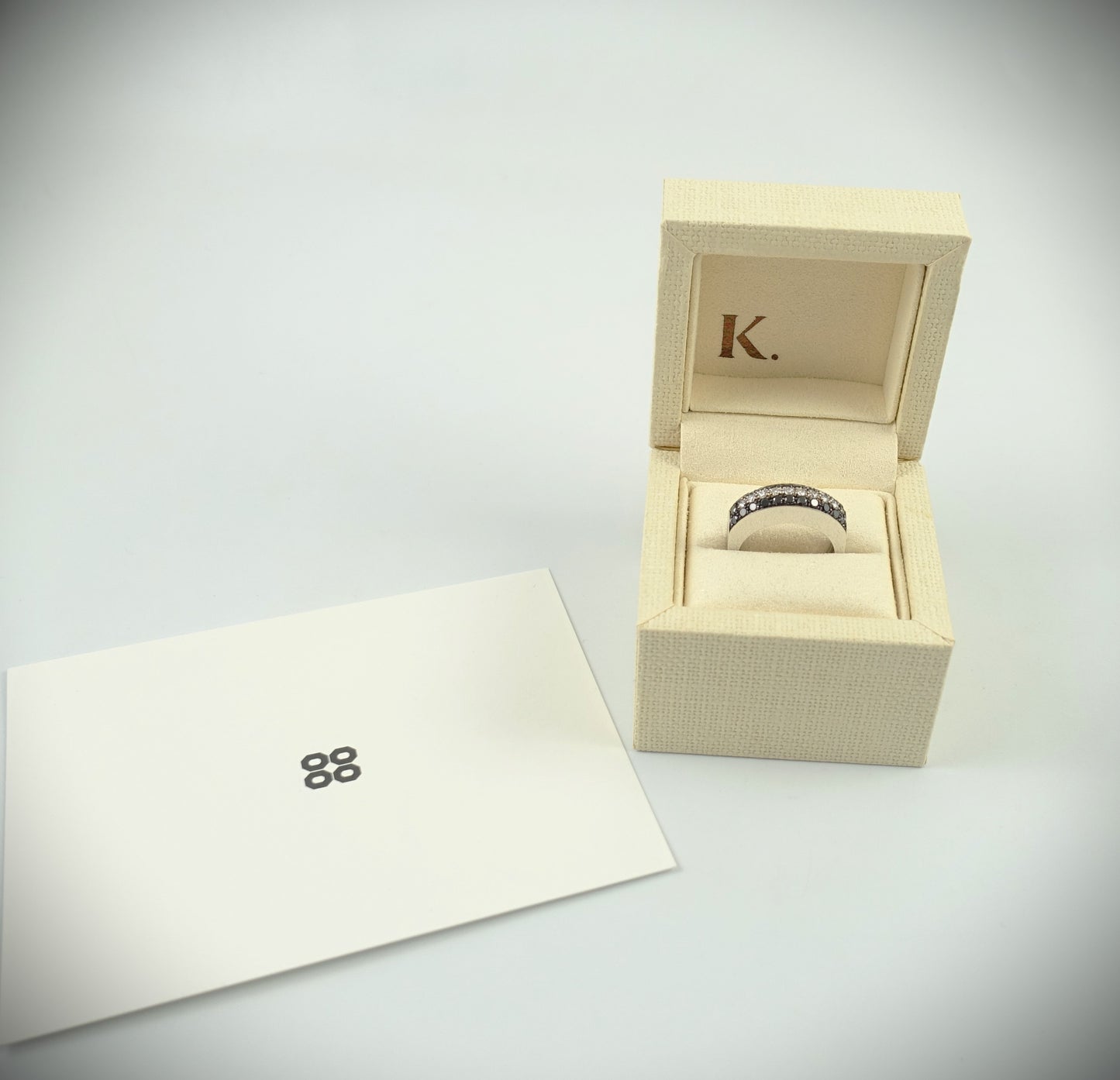 Korloff Ring 750 Weißgold Brillanten schwarz/weiß RG 54 Ref. 3387A10