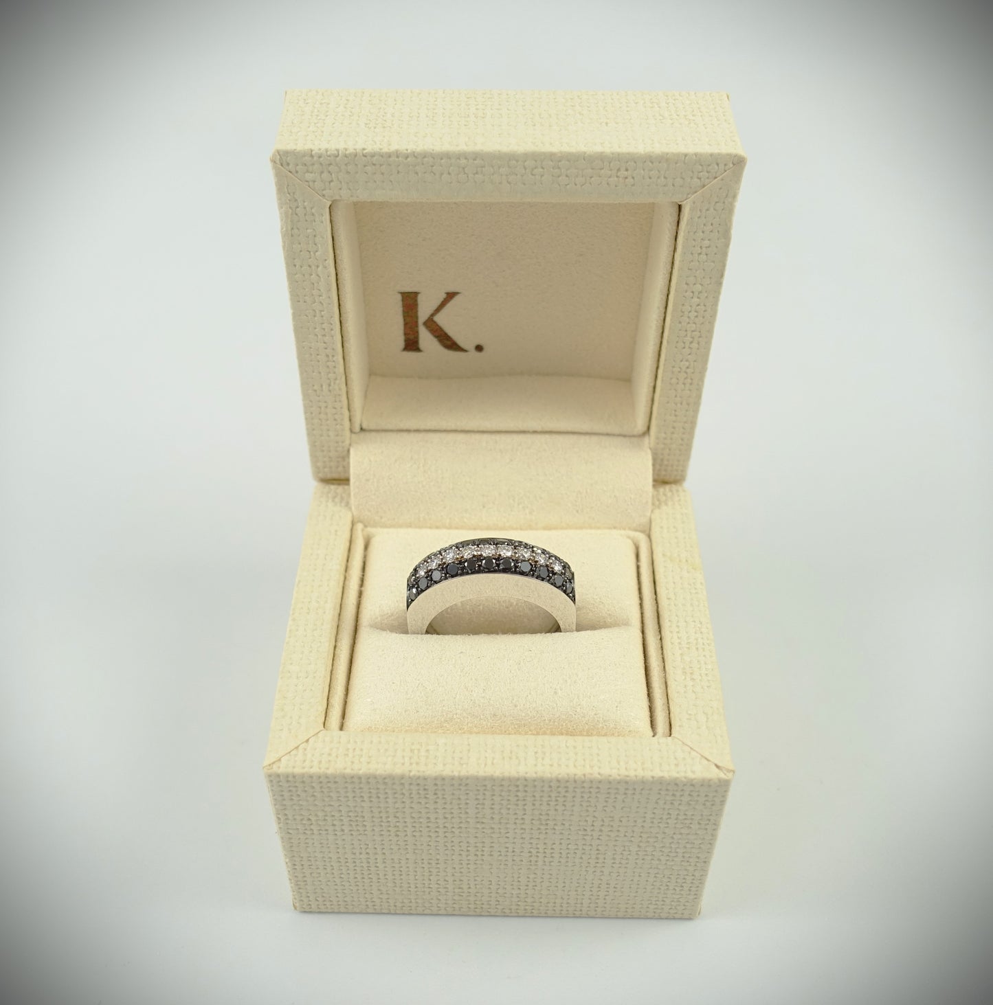Korloff Ring 750 Weißgold Brillanten schwarz/weiß RG 54 Ref. 3387A10