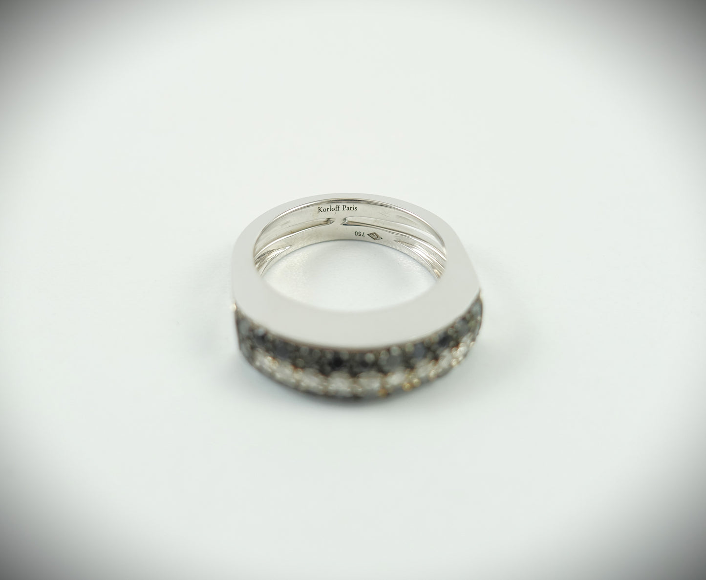 Korloff Ring 750 Weißgold Brillanten schwarz/weiß RG 54 Ref. 3387A10